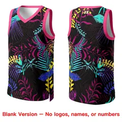 Black White-Pink Graffiti Pattern Mesh Basketball Jersey 5