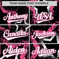 Black White Pink Graffiti Star Ink Texture Baseball Jersey 3