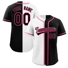 Black White-Pink Split Fashion Baseball Jersey