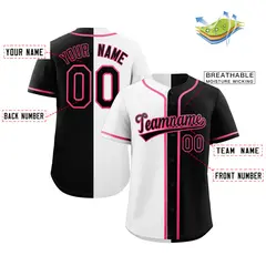 Black White-Pink Split Fashion Baseball Jersey 2
