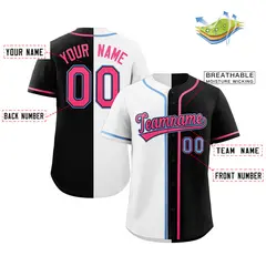 Black White-Pink Split Fashion Baseball Jersey 2