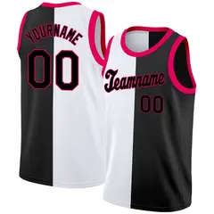 Black White-Pink Split Fashion Basketball Jersey 1