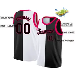 Black White-Pink Split Fashion Basketball Jersey 2