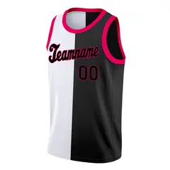Black White-Pink Split Fashion Basketball Jersey 3