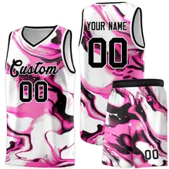Black White-Pink Tie Dye Sports Uniform Basketball Jersey