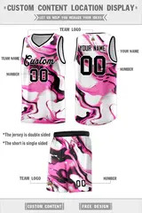 Black White-Pink Tie Dye Sports Uniform Basketball Jersey 2