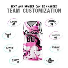Black White-Pink Tie Dye Sports Uniform Basketball Jersey 3