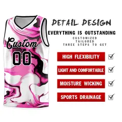 Black White-Pink Tie Dye Sports Uniform Basketball Jersey 4