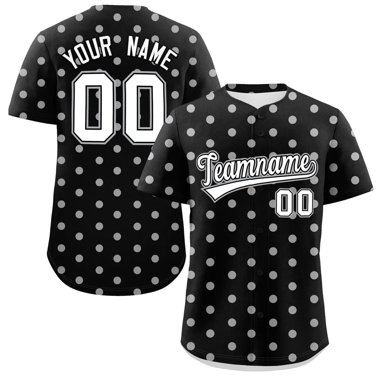 Black White Polka Dot Graffiti Baseball Jersey