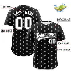 Black White Polka Dot Graffiti Baseball Jersey 2