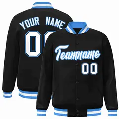 Black White-Powder Blue Varsity Letterman Jacket