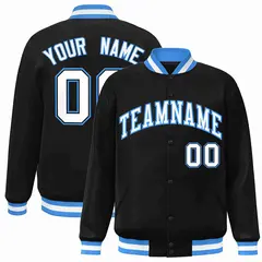 Black White-Powder Blue Varsity Letterman Jacket