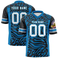 Black White-Powder Blue Zebra Stripes Football Jersey