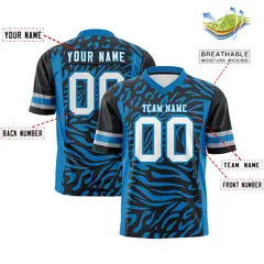 Black White-Powder Blue Zebra Stripes Football Jersey 2