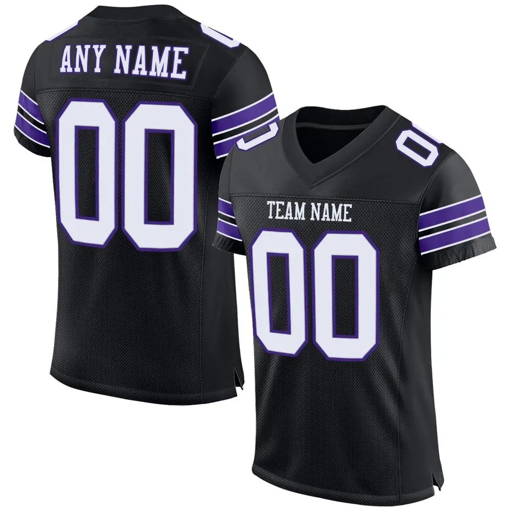Black White-Purple Classic Mesh Authentic Football Jersey