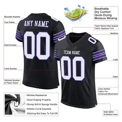 Black White-Purple Classic Mesh Authentic Football Jersey 2