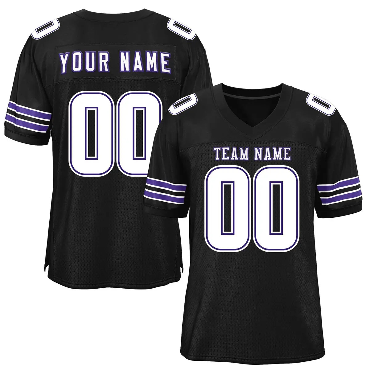 Black White-Purple Classic Mesh Authentic Football Jersey