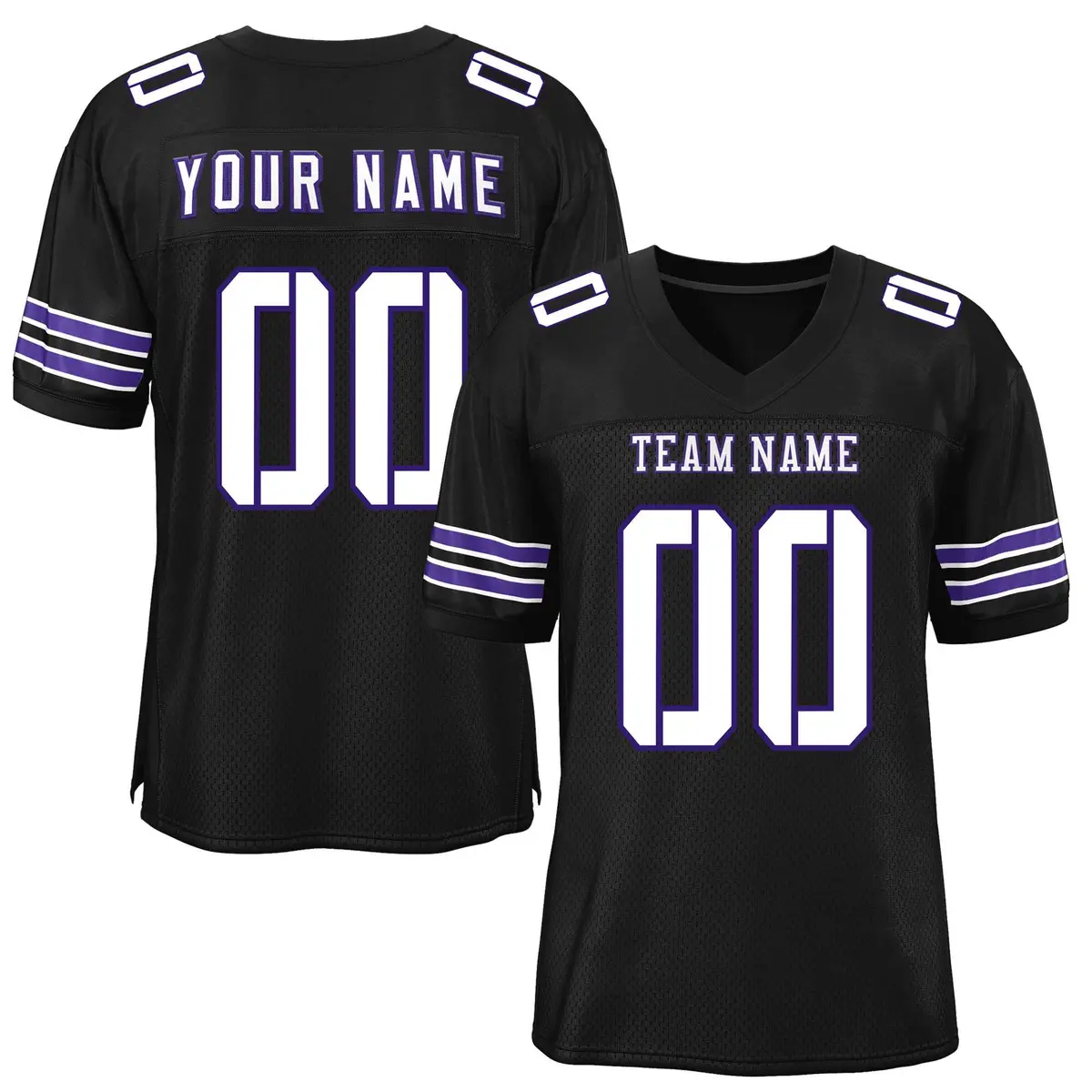 Black White-Purple Classic Mesh Authentic Football Jersey