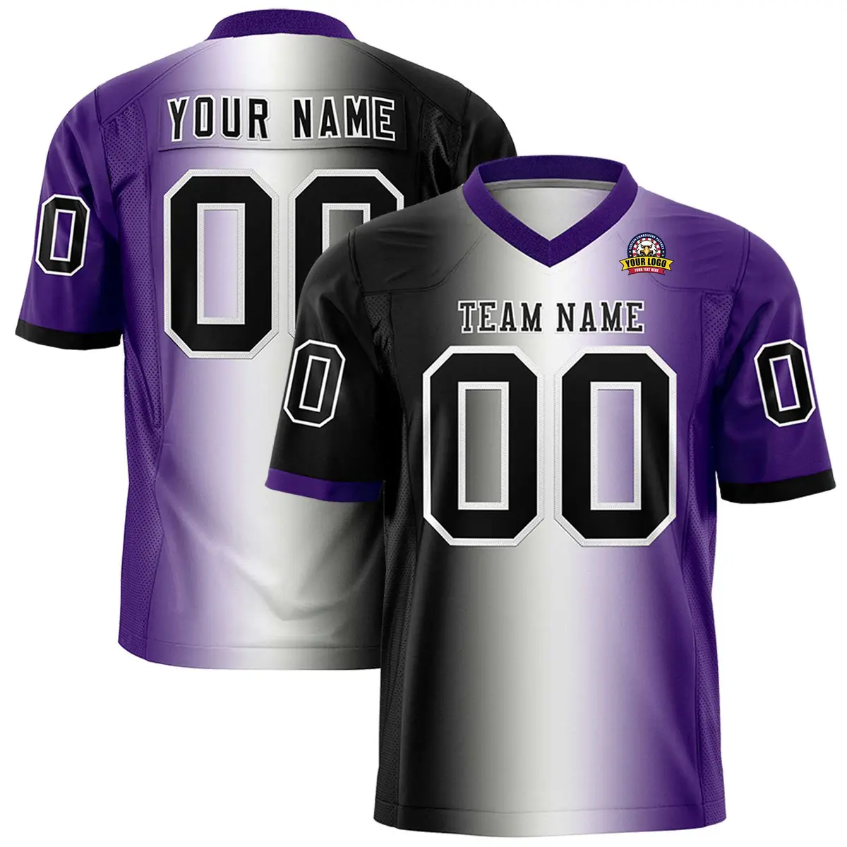 Black White-Purple Gradient Football Jersey