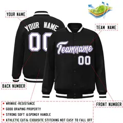 Black White-Purple Varsity Full-Snap Letterman Jacket 2