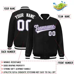 Black White-Purple Varsity Full-Snap Letterman Jacket 2