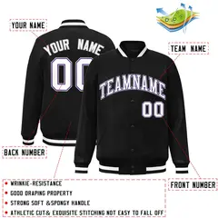 Black White-Purple Varsity Full-Snap Letterman Jacket 2