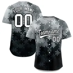 Black White Puzzle Elements Baseball Jersey
