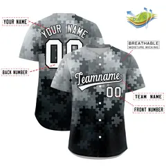 Black White Puzzle Elements Baseball Jersey 2