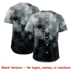 Black White Puzzle Elements Baseball Jersey 7