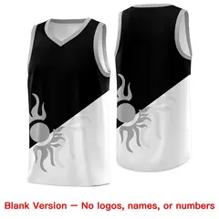 Black White Radiant Sun Two Tone Athletic Basketball Jersey 2