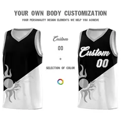 Black White Radiant Sun Two Tone Athletic Basketball Jersey 4