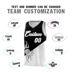 Black White Radiant Sun Two Tone Athletic Basketball Jersey 5