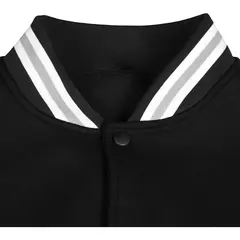Men's Black White Raglan Full-Snap Varsity Letterman Jacket 5