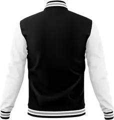 Men's Black White Raglan Full-Snap Varsity Letterman Jacket 8