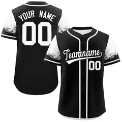 Black White Raglan Sleeve Authentic Baseball Jersey