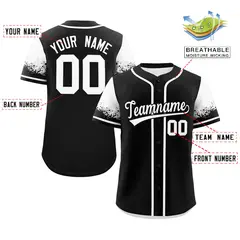 Black White Raglan Sleeve Authentic Baseball Jersey 2
