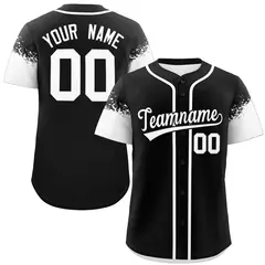 Black White Raglan Sleeve Authentic Baseball Jersey
