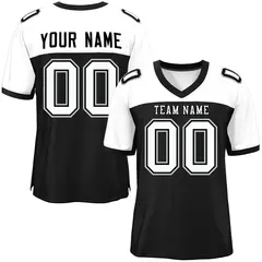 Black-White Raglan Sleeves Fashion Authentic Football Jersey