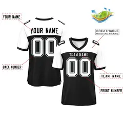 Black-White Raglan Sleeves Fashion Authentic Football Jersey 2