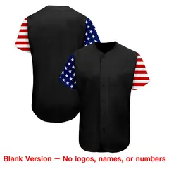 Black White-Red American Flag Baseball Jersey 7