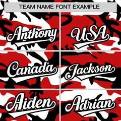 Black White Red Camo Gradient Fashion Baseball Jersey 3