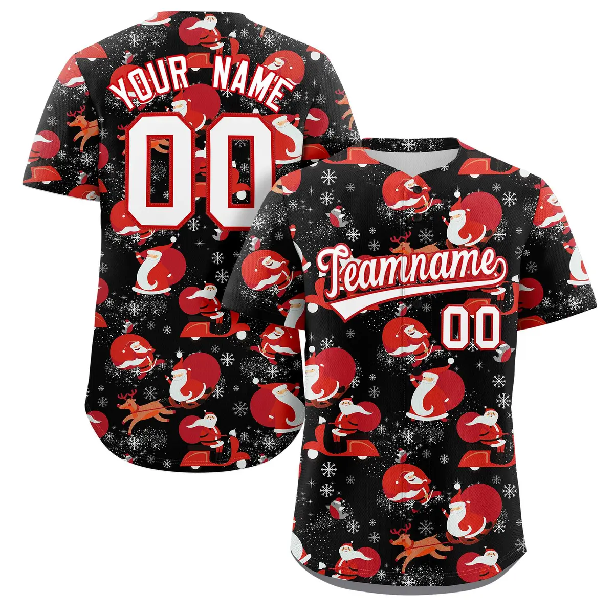 Black White-Red Christmas Graffiti Striped Baseball Jersey