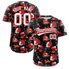 Black White-Red Christmas Graffiti Striped Baseball Jersey