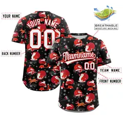 Black White-Red Christmas Graffiti Striped Baseball Jersey 2