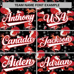 Black White-Red Christmas Graffiti Striped Baseball Jersey 3