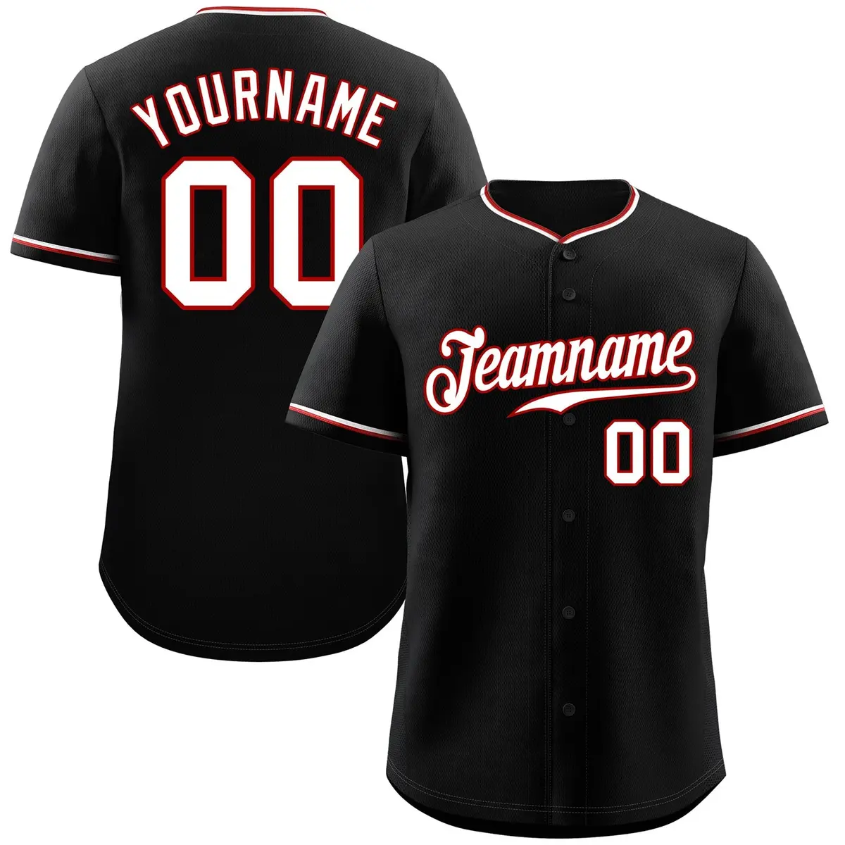 Black White Red Classic Authentic Baseball Jersey