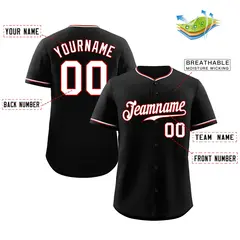 Black White Red Classic Authentic Baseball Jersey 2