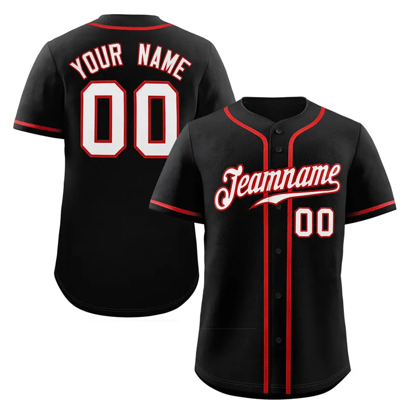 Black White Red Classic Authentic Baseball Jersey
