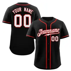 Black White Red Classic Authentic Baseball Jersey
