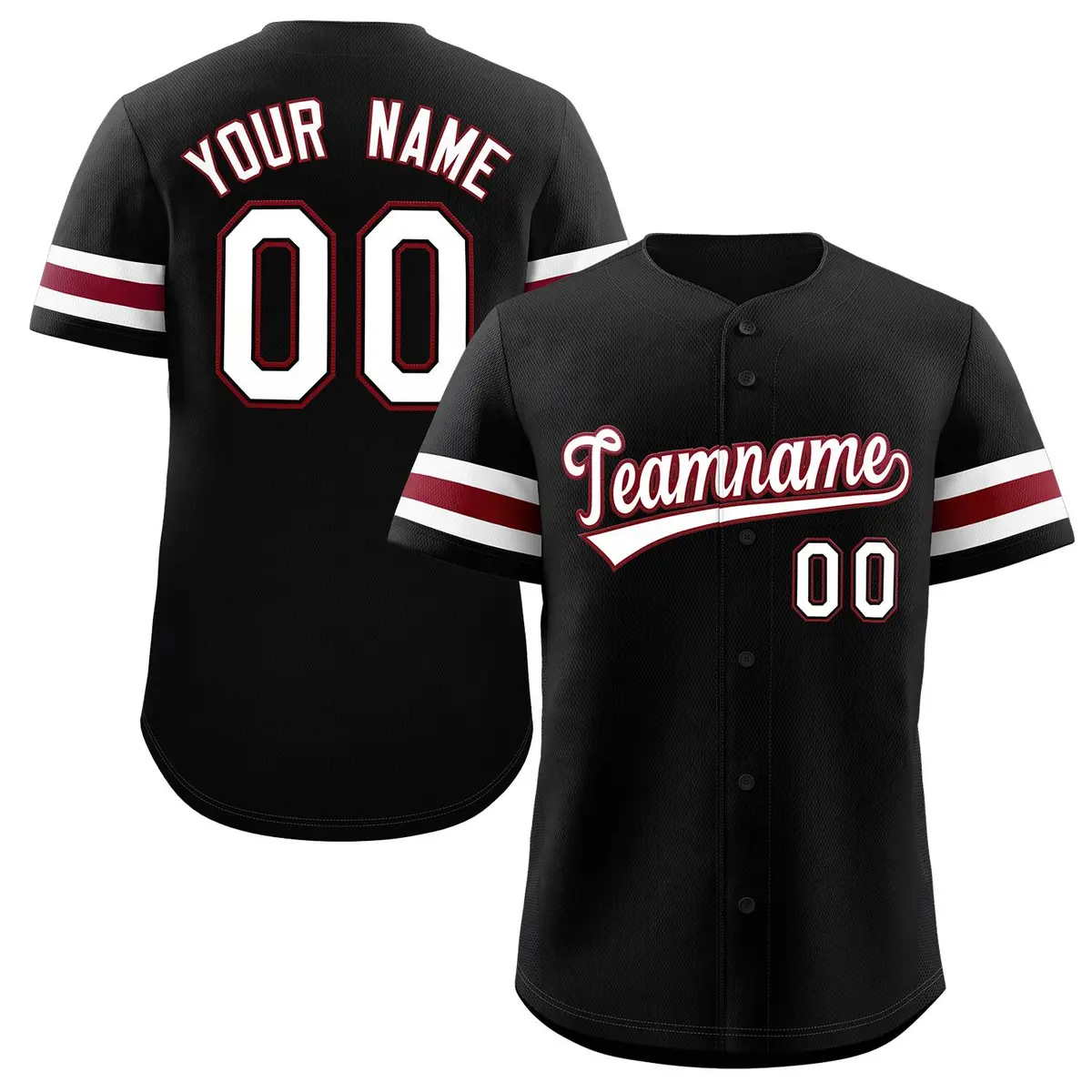 Black White Red Classic Authentic Baseball Jersey